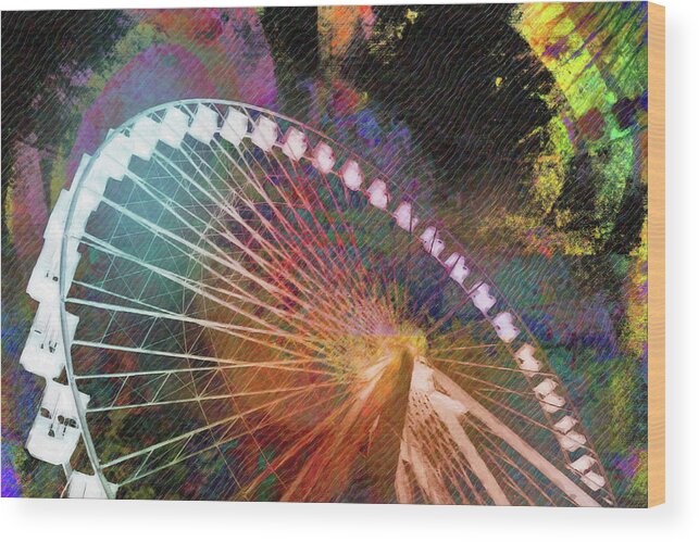 Louvre Wood Print featuring the mixed media Ferris 15 by Priscilla Huber