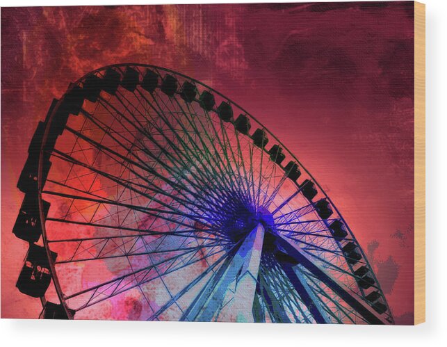 Louvre Wood Print featuring the mixed media Ferris 8 by Priscilla Huber
