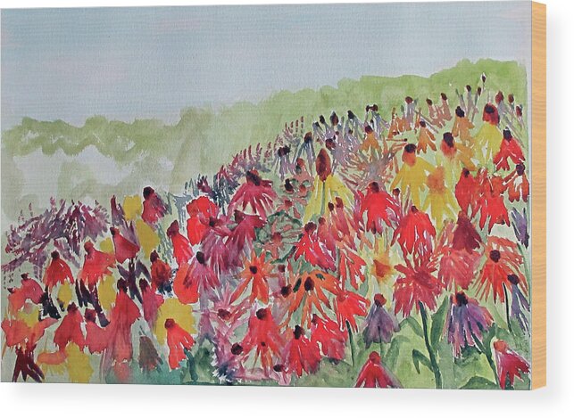 Flower Wood Print featuring the painting Field of Flowers by Sandy McIntire