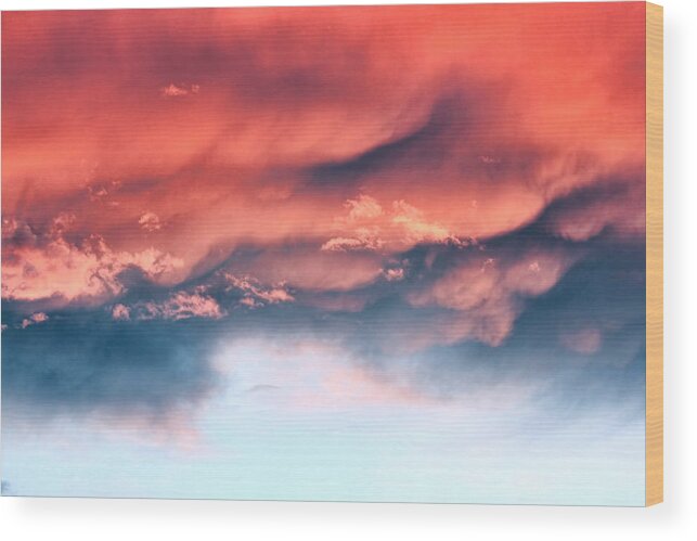 Clouds Wood Print featuring the photograph Fiery Storm Clouds by Tracie Schiebel