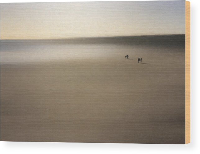 Landscape Wood Print featuring the photograph Figures On An Oiled Beach by Dave Quince