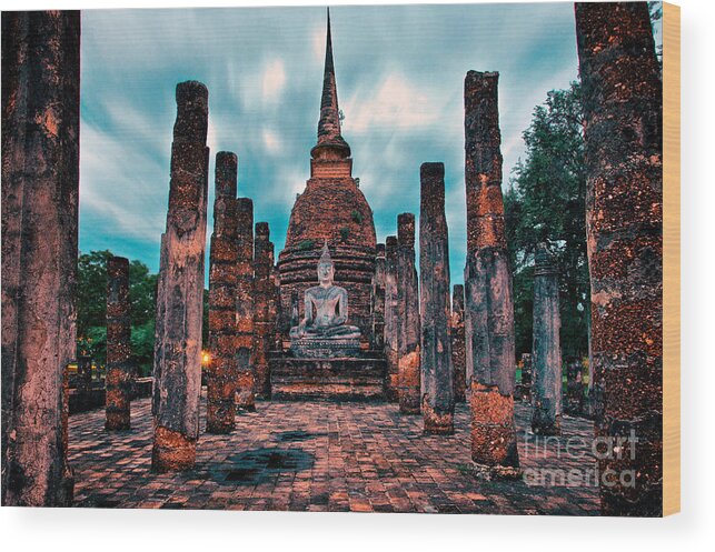 Sukhothai Wood Print featuring the photograph Finding Happiness in Sukhothai, Thailand by Sam Antonio