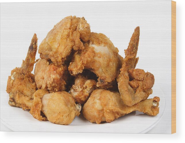 Food Wood Print featuring the photograph Fine Art Fried Chicken Food Photography by James BO Insogna