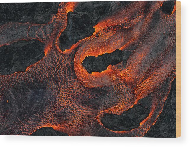 Lava Wood Print featuring the photograph Fingers of Lava by Christopher Johnson
