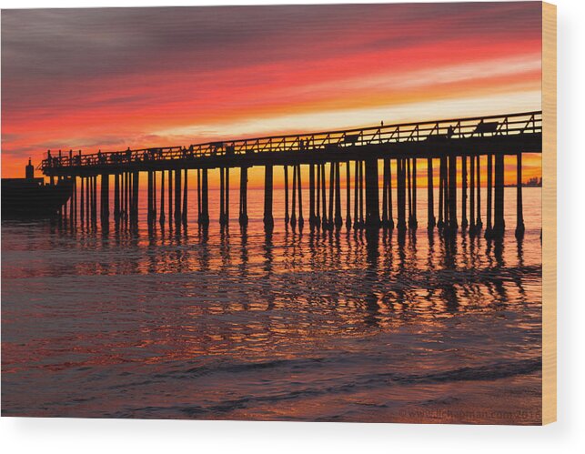 Wharf Wood Print featuring the photograph Fire in the sky by Lora Lee Chapman