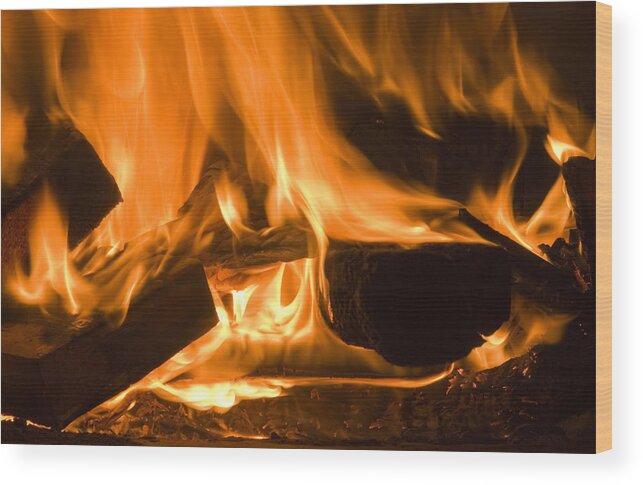 Inferno Wood Print featuring the photograph Fire Place background by Michalakis Ppalis