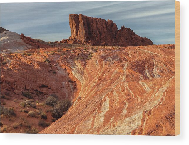 Valley Of Fire Wood Print featuring the photograph Fire Rock by Jonathan Nguyen