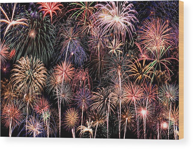 4th Wood Print featuring the photograph Fireworks Spectacular II by Ricky Barnard