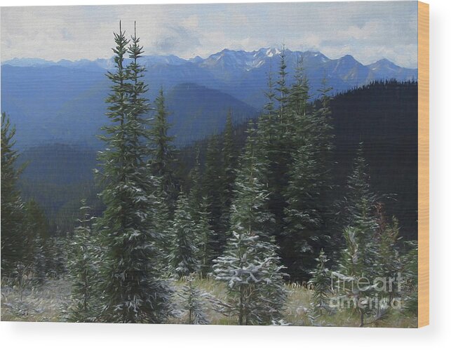 September Wood Print featuring the photograph First Snow by Eva Lechner