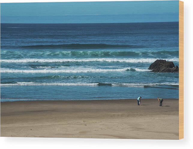 Oregon Wood Print featuring the photograph First Steps on the Sand by Tom Cochran