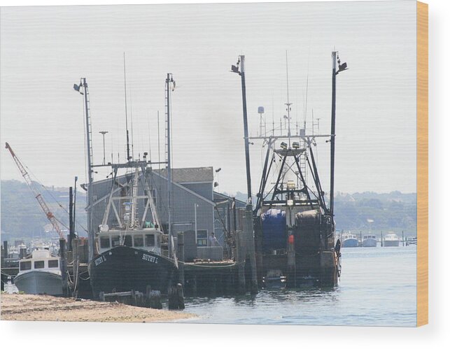 Montauk Wood Print featuring the photograph Fishing Boats in Montauk by Christopher J Kirby