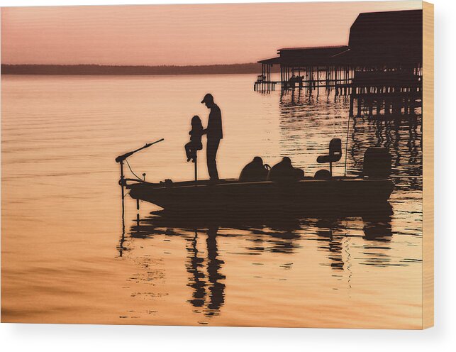 Fishing Wood Print featuring the photograph Fishing with Daddy by Bonnie Barry