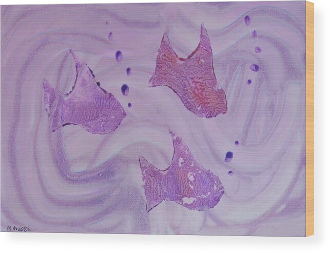 Finger Paints Wood Print featuring the painting Fishy Trio by Michele Myers