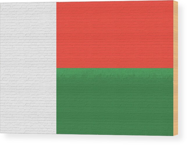 Madagascar Wood Print featuring the digital art Flag of Madagascar Wall. by Roy Pedersen