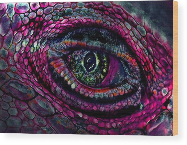 Digital Art Wood Print featuring the digital art Flaming Dragons Eye by Artful Oasis