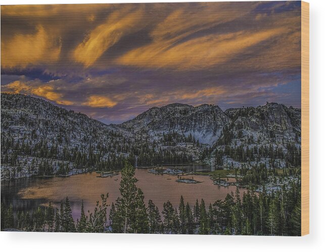 Smedberg Lake Wood Print featuring the photograph Flaming Sunset by Doug Scrima