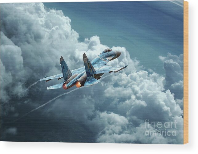 Sukhoi Su-27 Wood Print featuring the digital art Flanker Burner by Airpower Art