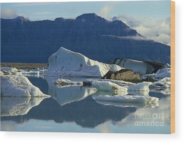 Tranquil Scene Wood Print featuring the photograph Floatting field of Icebergs in Iceland by Sami Sarkis