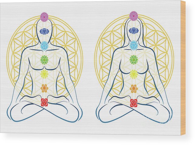 Flower Of Life Chakras Couple Yoga Meditation Wood Print by Peter Hermes  Furian - Fine Art America