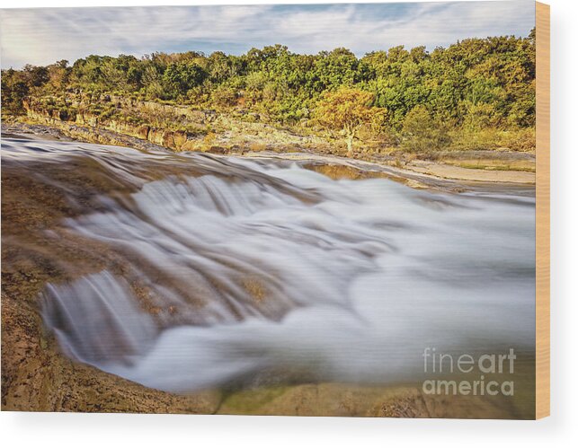 Pedernales Wood Print featuring the photograph Flowing Waters of the Pedernales River at Pedernales Falls State Park - Texas Hill Country by Silvio Ligutti