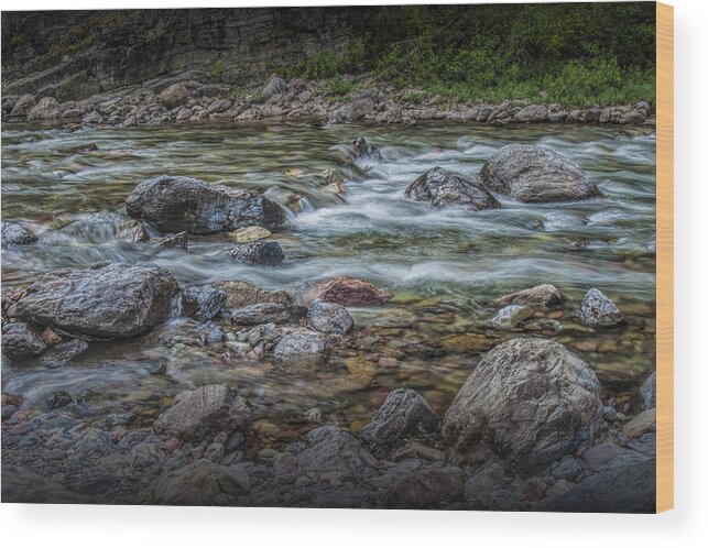 Stream Wood Print featuring the photograph Flowing Western Stream in Glacier National Park by Randall Nyhof