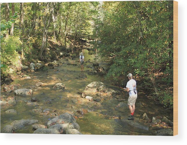 Fly Fishing Wood Print featuring the photograph Fly Fishing on South Mountain by Karen Ruhl
