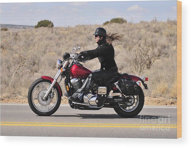 Motorcycle Wood Print featuring the photograph Flying Desert by Robert WK Clark