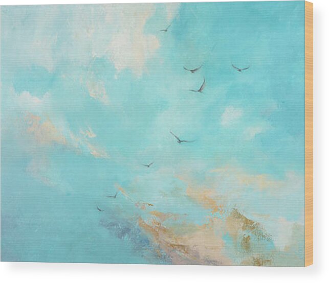 Sky Wood Print featuring the painting Flying High by Dina Dargo