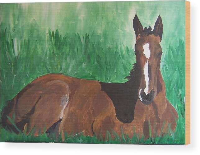 Foal Wood Print featuring the painting Foal by Krista Ouellette
