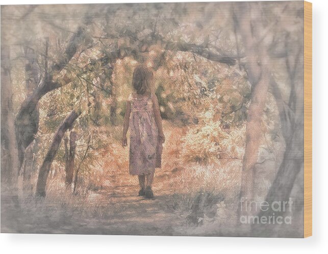 Foggy Morning Walk In The Woods Wood Print featuring the digital art Foggy Morning Light by Mary Lou Chmura