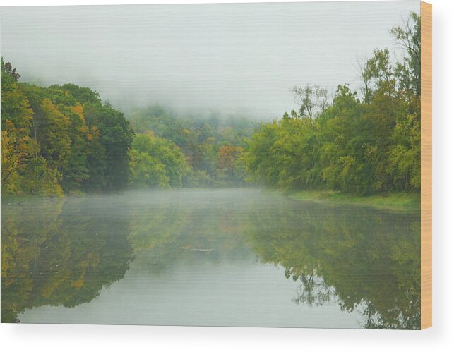 Autumn Wood Print featuring the photograph Foggy Reflections by Karol Livote