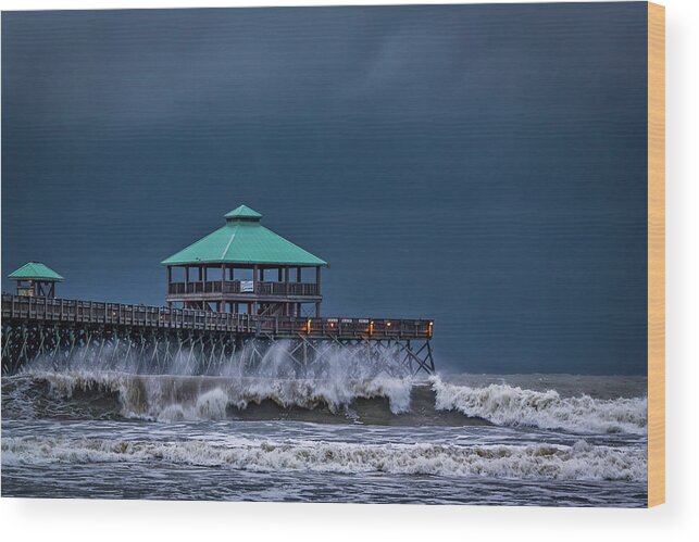 Night Wood Print featuring the photograph Folly Storm by DCat Images