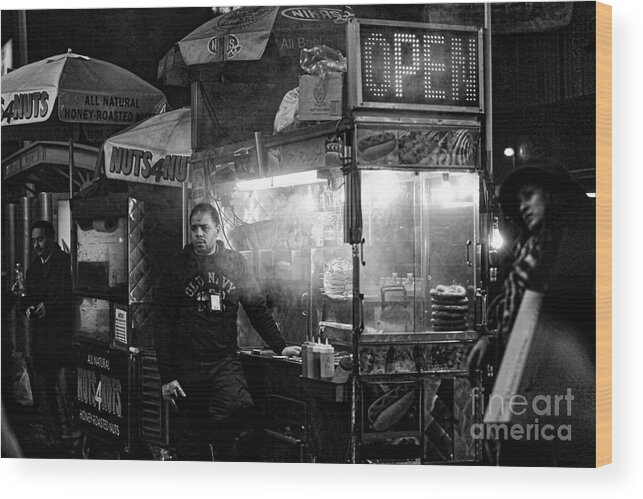 Food Vendor Wood Print featuring the photograph Food Vendor in NYC by Kate Purdy