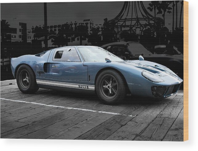 Ford Gt40 Wood Print featuring the photograph Ford G T 40 - Blue by Gene Parks