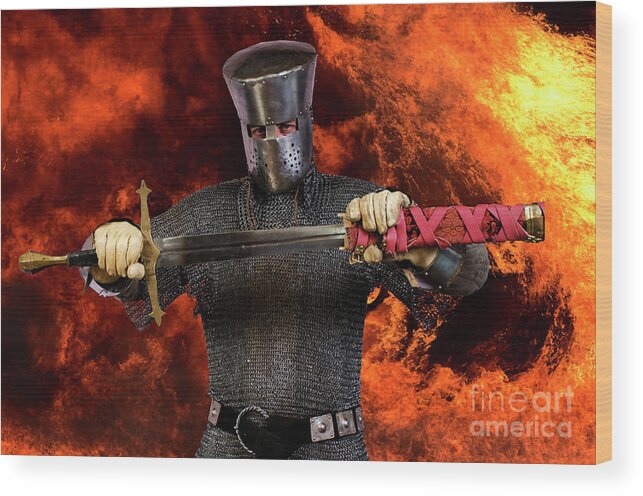 Knight Fight...knight Wood Print featuring the photograph Forged In Fire by Bob Christopher