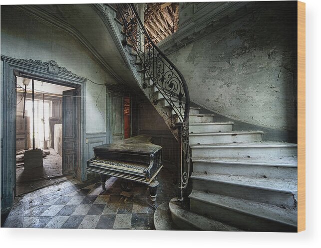 Abandoned Wood Print featuring the photograph The sound of decay - abandoned piano by Dirk Ercken