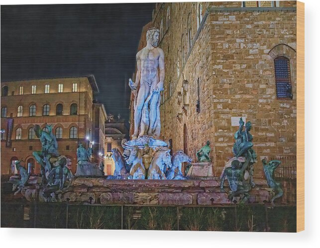 Fountain Wood Print featuring the photograph Fountain of Neptune by Adam Rainoff