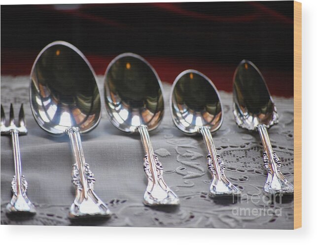 Spoons Wood Print featuring the photograph Four Spoons and a Fork by Robert Meanor