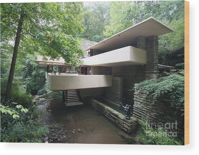 Falling Water Wood Print featuring the photograph Frank Lloyd Wright VI by Chuck Kuhn