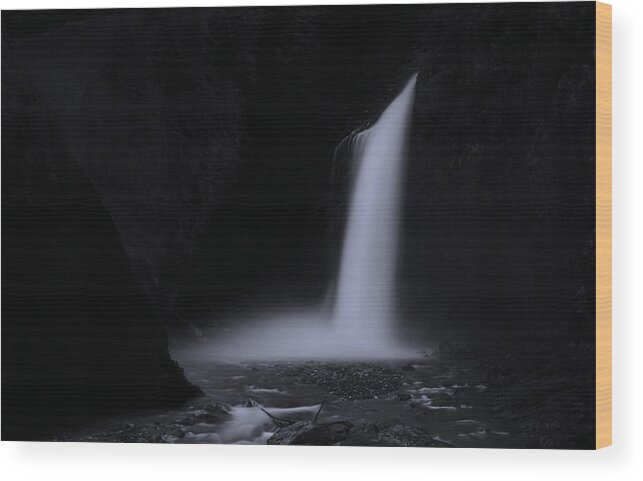 Flowing Wood Print featuring the photograph Franklin Falls Black and White 2 by Pelo Blanco Photo
