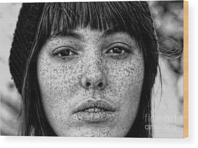 Beauty Wood Print featuring the photograph Freckle Face CloseUp by Jim Fitzpatrick