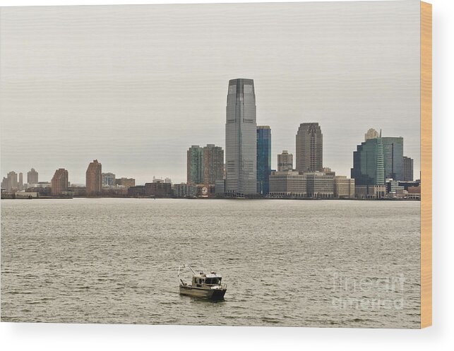 New York From Ferry Wood Print featuring the photograph Free from hustle and bustle by Elena Perelman