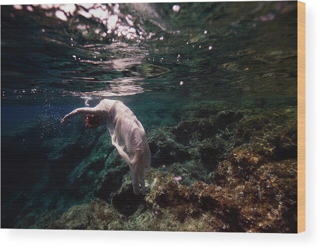 Swim Wood Print featuring the photograph Free Mermaid by Gemma Silvestre
