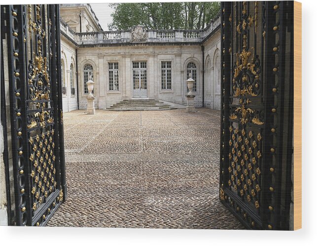 Courtyard Wood Print featuring the photograph French Courtyard by Andrew Fare