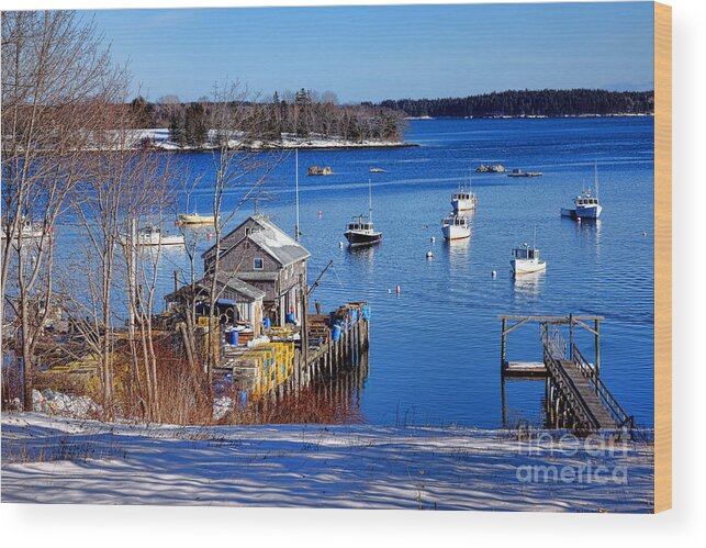 Friendship Wood Print featuring the photograph Friendship Harbor in Winter by Olivier Le Queinec