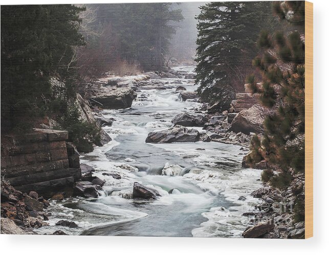 Frozen River Wood Print featuring the photograph From the Misty Mountains by Jim Garrison