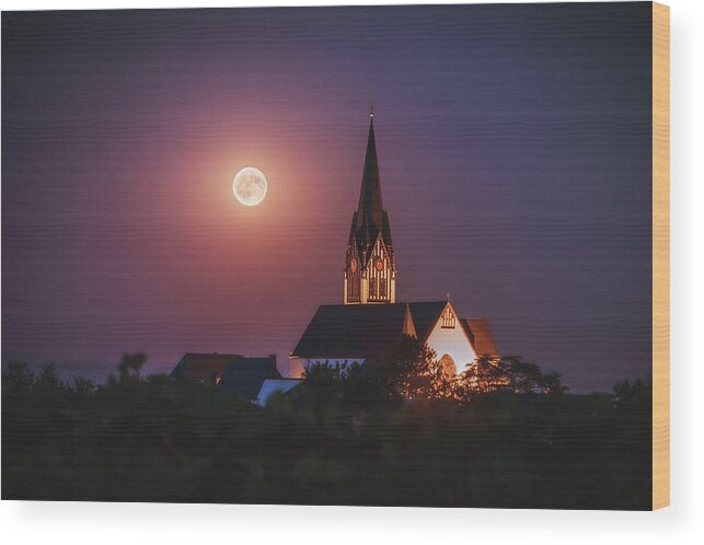 Moon Wood Print featuring the photograph Full Moon by Marc Braner