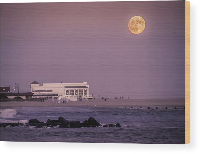 Full Wood Print featuring the photograph Full Moon over Cape May by Bill Cannon