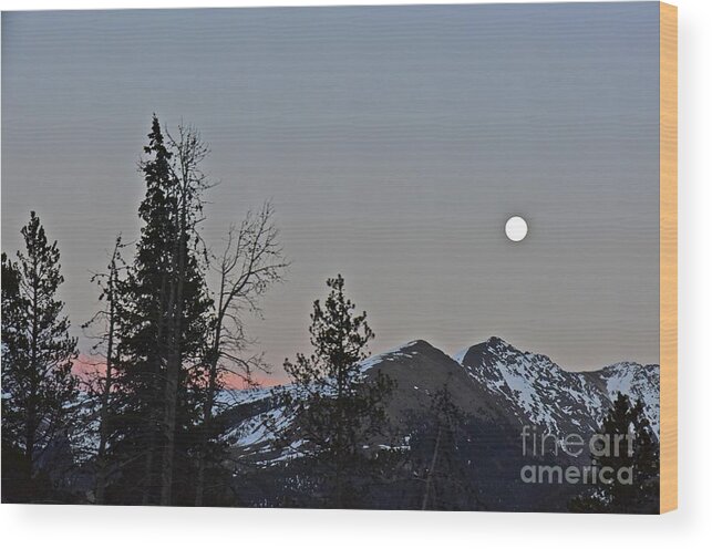 Colorado Rockies Wood Print featuring the photograph Full Moon Shinning Down by Tracy Rice Frame Of Mind