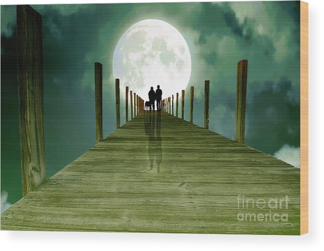Moon Wood Print featuring the photograph Full Moon Silhouette by Mim White